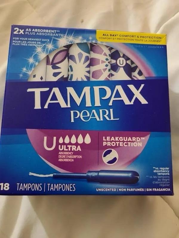Tampax Pearl Tampons Ultra Absorbency with Leakguard Braid, Unscented,  32Count