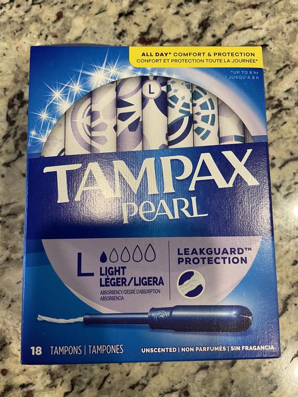 Tampax Pearl Plastic Tampons, Light Absorbency, Unscented, 36 Count (Pack  of 2),Packaging May Vary : : Health & Personal Care