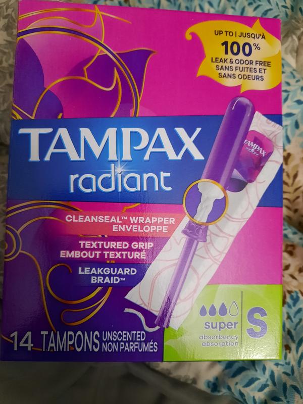 Tampax Pocket Radiant Regular Compact Tampons, 128 Count 