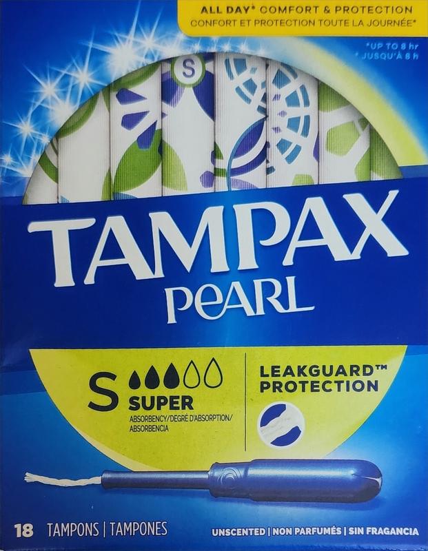 Tampax Pearl Tampons, with LeakGuard Braid, Super Absorbency, Unscented, 50  Count