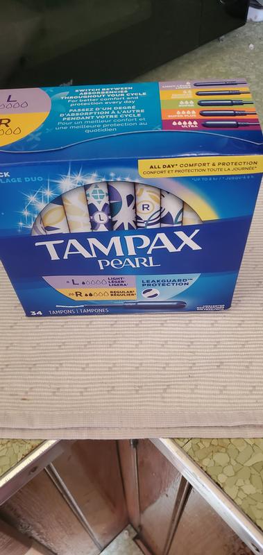 Tampax Pearl Tampons, with LeakGuard Braid, Light Absorbency, Unscented, 36  Count
