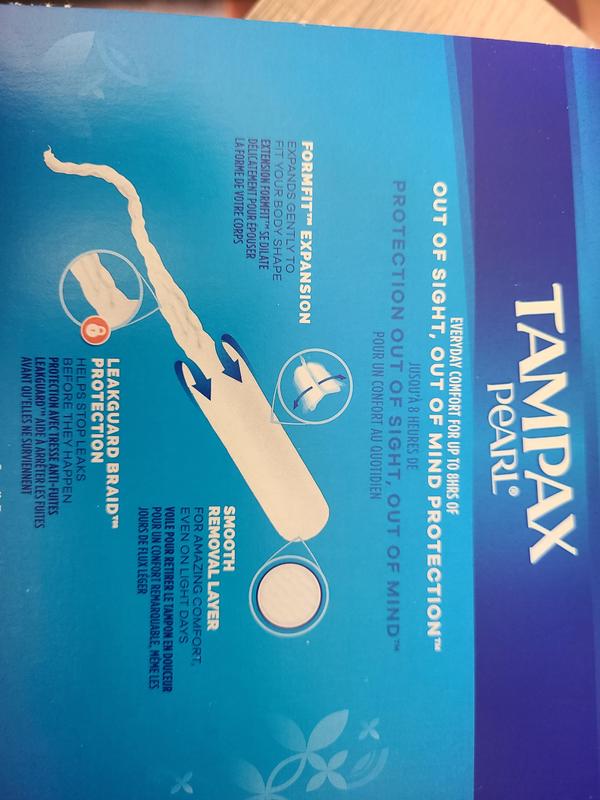 Tampax Pearl Tampons, with LeakGuard Braid, Regular Absorbency, Unscented,  50 Count
