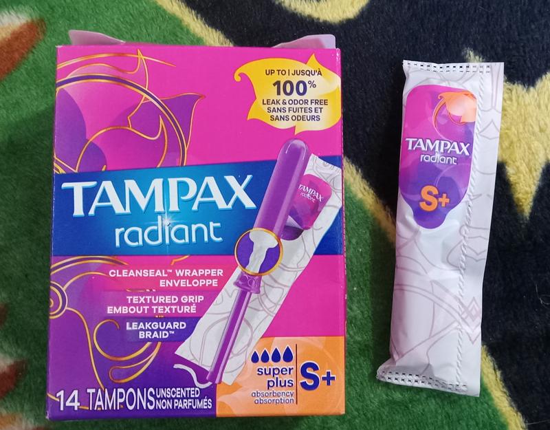 Tampax Radiant Tampons with LeakGuard Braid, Super Absorbency, Unscented,  28 Count