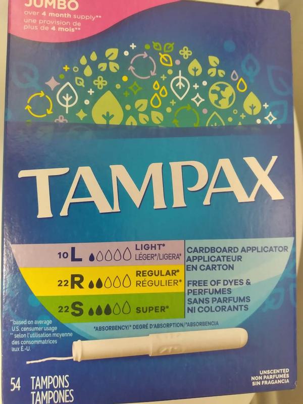 Tampax Cardboard Tampons Super Plus Absorbency, Anti-Slip Grip