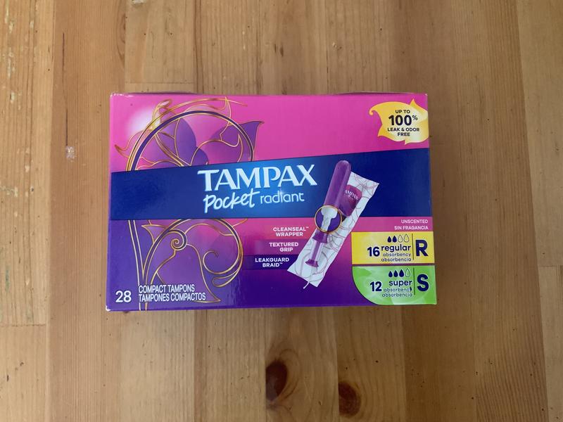 Tampax Pocket Radiant Tampons Regular Absorbency, 28 Tampons - 28 ea