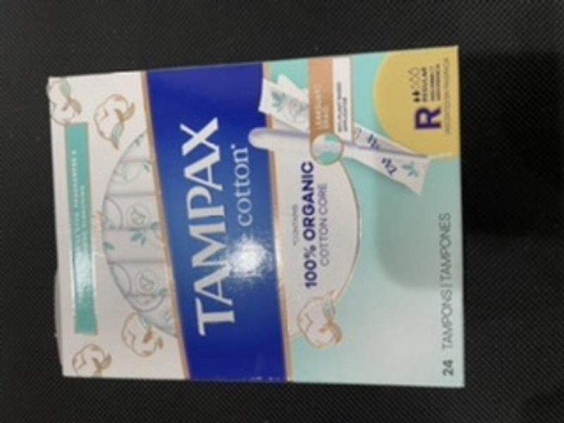 Tampax Pure Cotton Tampons, Contains 100% Organic Cotton Core, Regular  Absorbency, 24 Ct, Unscented