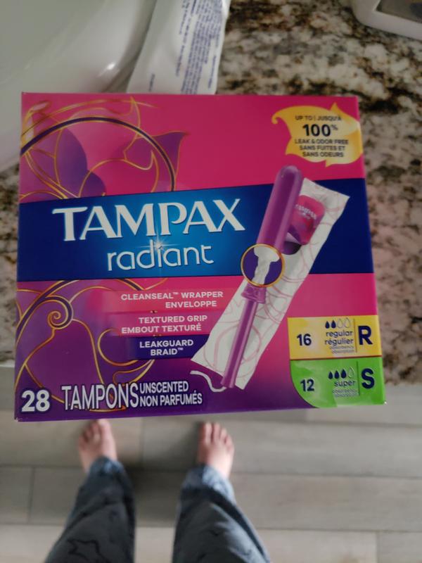 Tampax Radiant Tampons with LeakGuard Braid, Regular