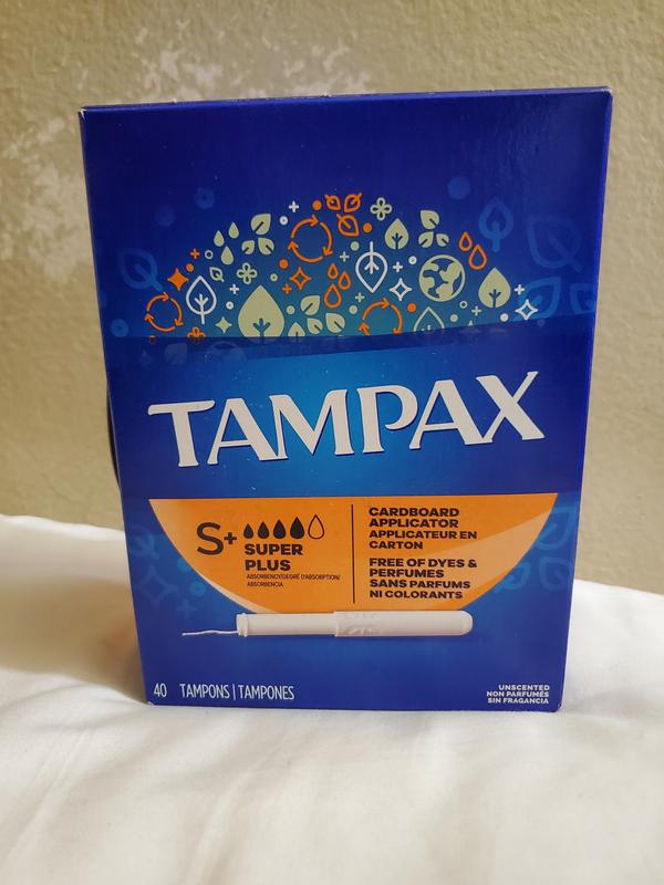 Tampax Cardboard Tampons Super Plus Absorbency, Anti-Slip Grip, LeakGuard  Skirt, Unscented, 40 Count - Fairway