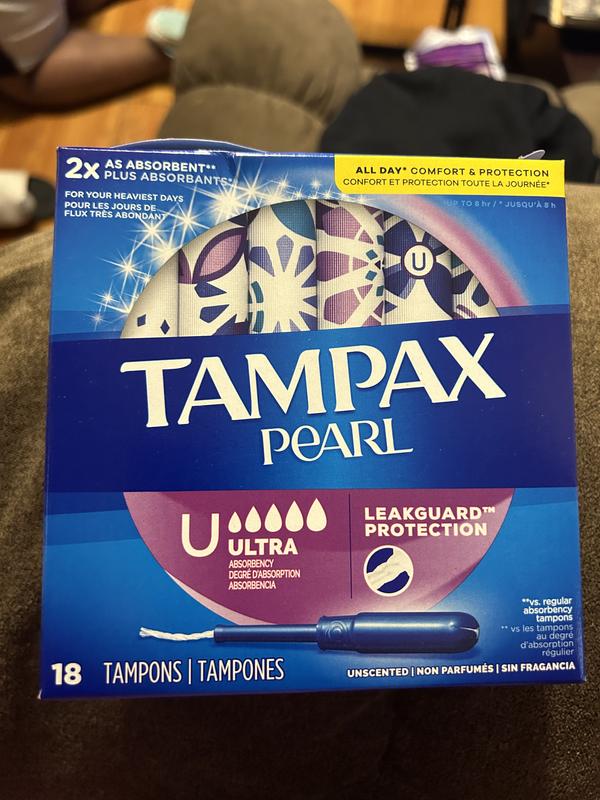 Tampax Pearl Tampons Ultra Absorbency with Leakguard Braid, Unscented,  32Count
