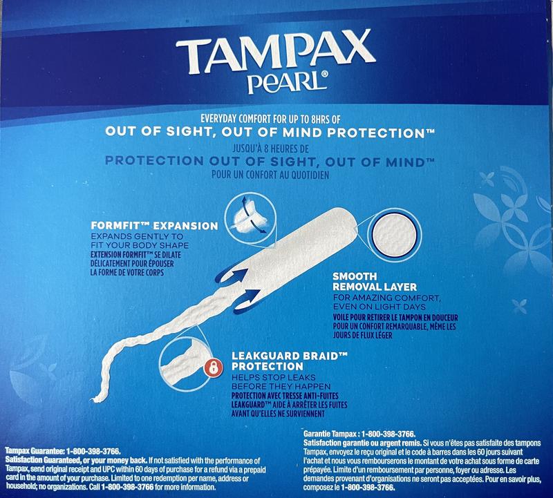 Tampax Pearl Tampons, with LeakGuard Braid, Ultra Absorbency, Unscented 