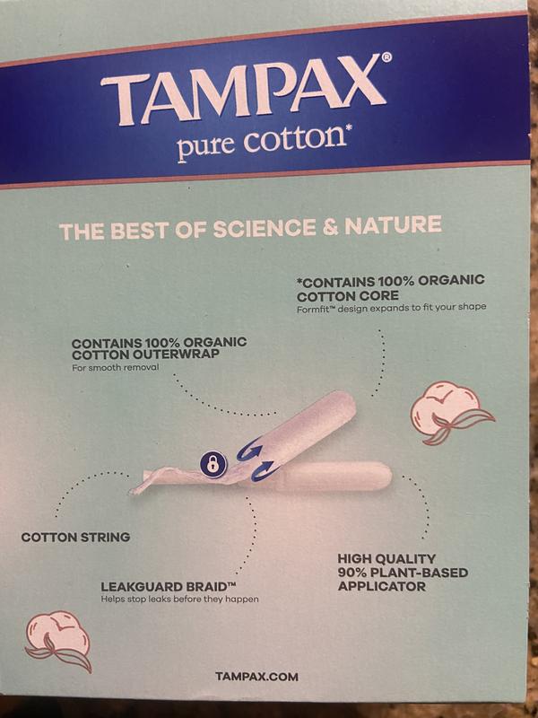 Tampax Pure Cotton Tampons, Contains 100% Organic Cotton Core