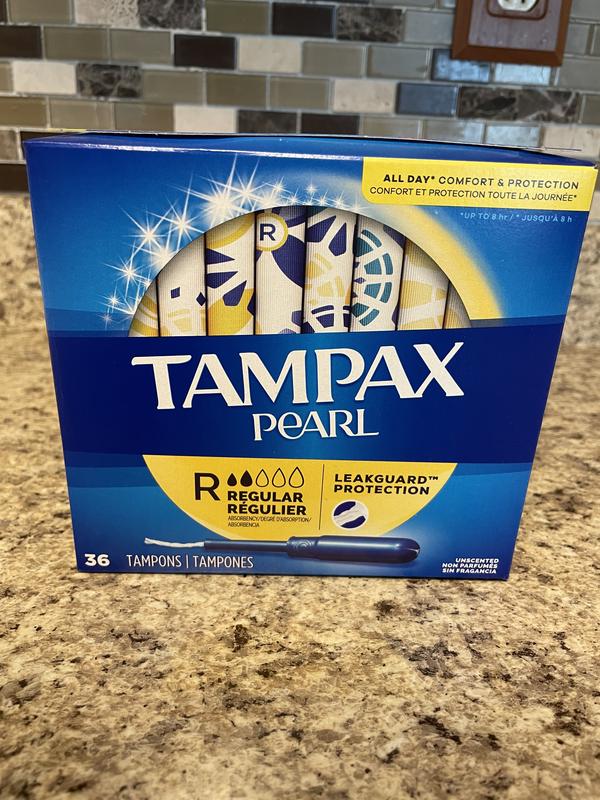 Tampax, Pearl Tampons, Plastic Applicator, Regular Absorbency, 50 Count :  : Health & Personal Care
