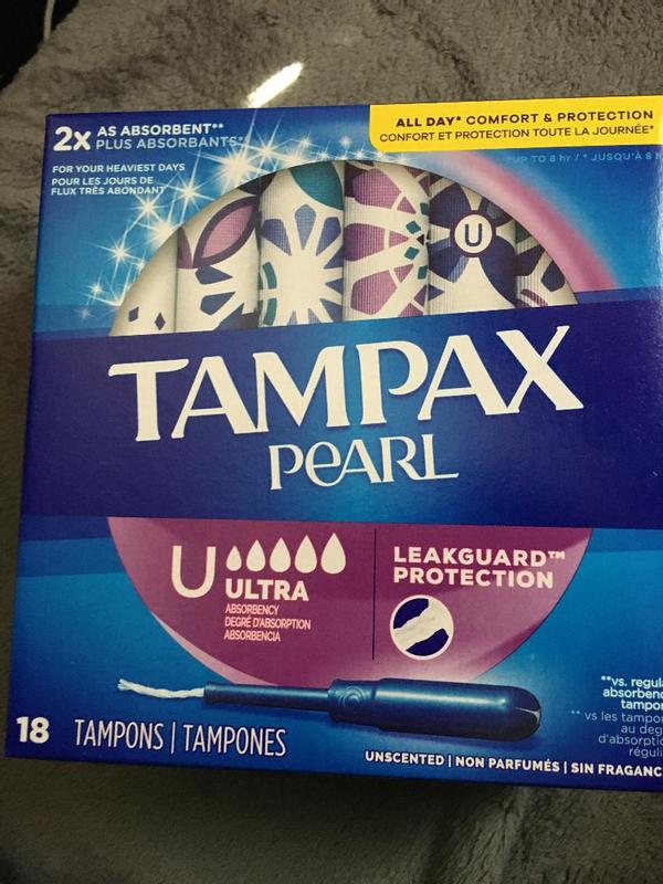 Tampax Pearl ULTRA Absorbency Plastic Tampons, 64 Count, Unscented