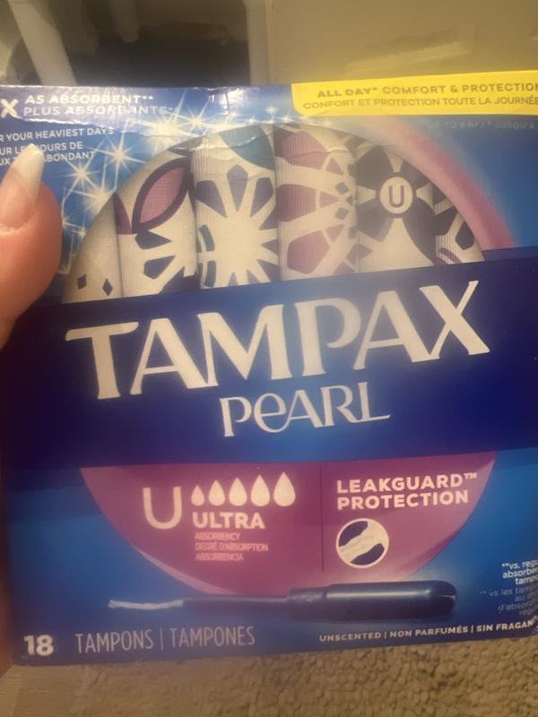 Tampax Pocket Pearl Tampons Regular Absorbency with LeakGuard Braid,  Unscented, 16 Count