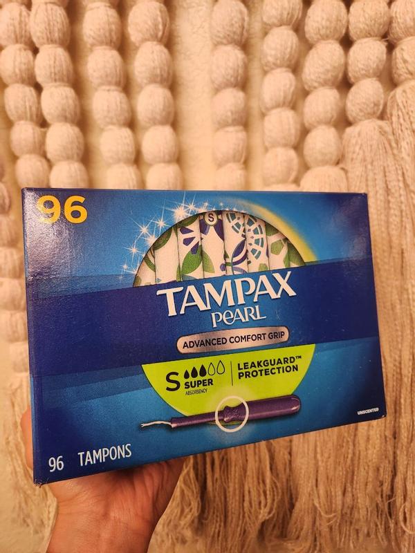 Tampax Pearl Tampons, with LeakGuard Braid, Super Plus Absorbency,  Unscented, 50 Count