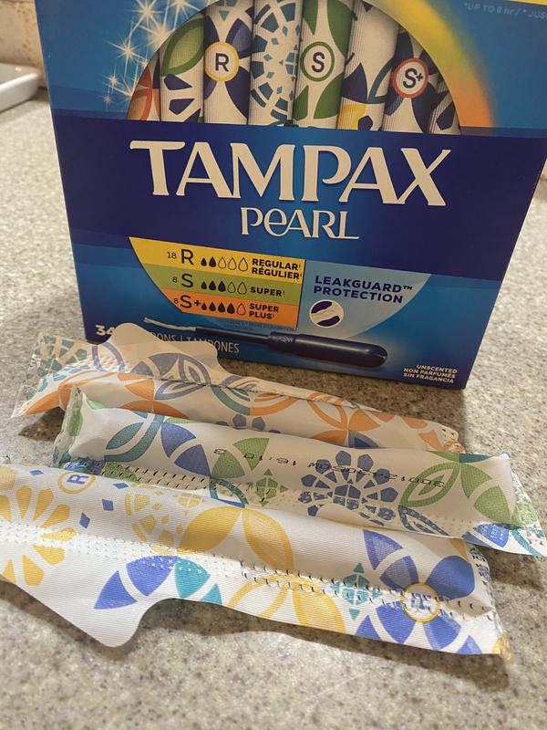 Tampax Pearl Tampons Duo Multipack with LeakGuard Braid, Light/Regular  Absorbency, 34 Ct
