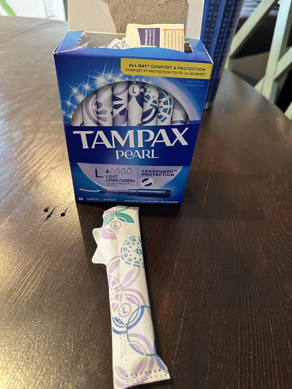 Tampax Pearl Tampons, with LeakGuard Braid, Light Absorbency, Unscented, 36  Count