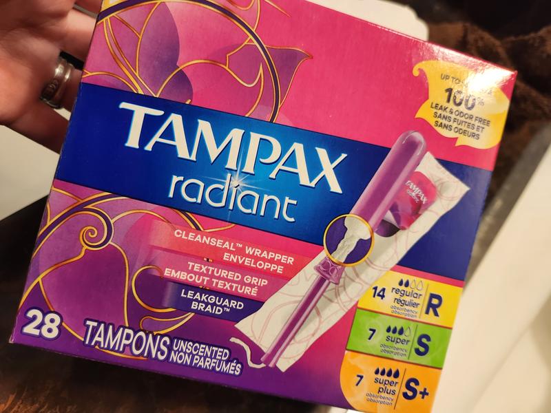 Tampax Radiant Pocket Tampons Super Absorbency Unscented, 14 count - Fry's  Food Stores