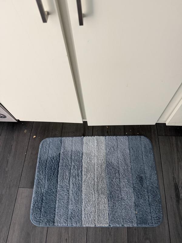 Unique Bargains Plush Gradient Striped Bathroom Rug Microfiber Shaggy ...