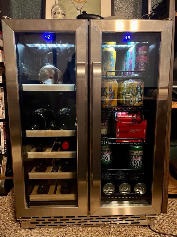 TCL 23.4-in W 20-Bottle Capacity Stainless Steel Dual Zone Cooling  Built-In/Freestanding Wine Cooler