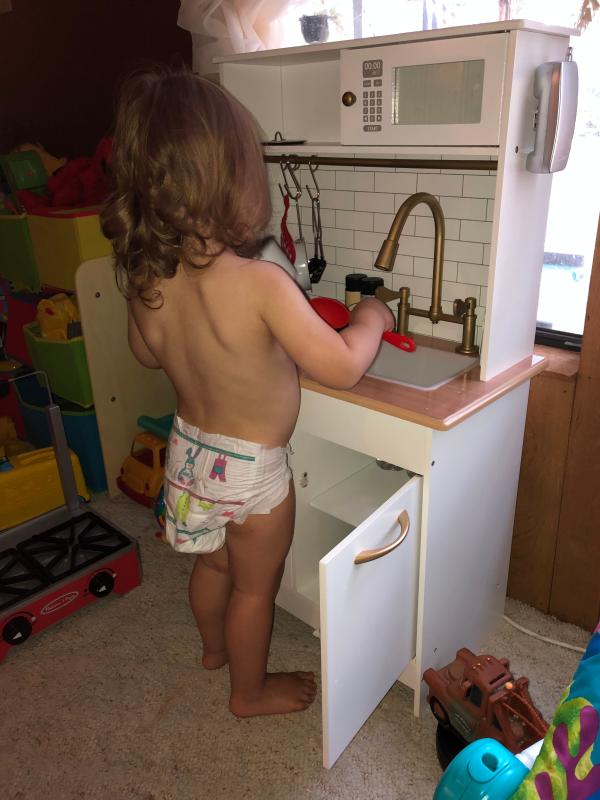 My youngest enjoying his new kitchen!