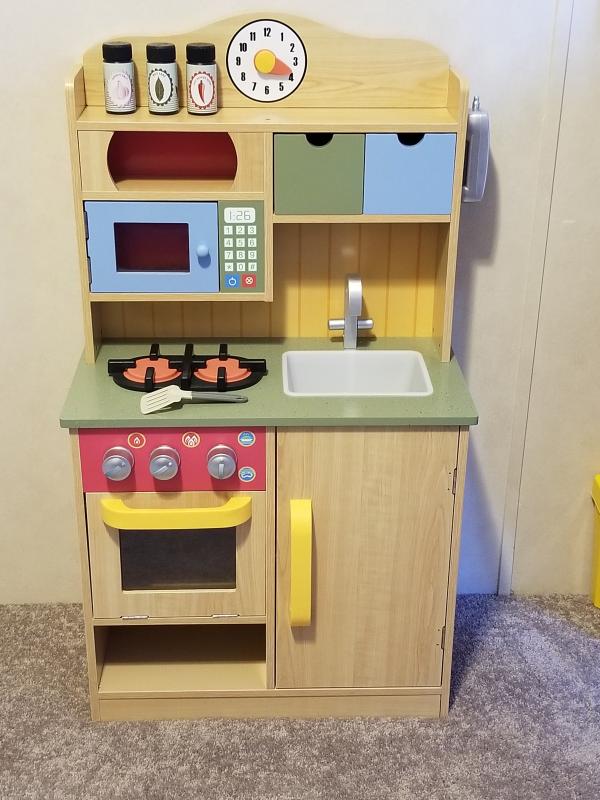 Teamson Kids Little Chef Florence Classic Play Kitchen Set, Wood Grain