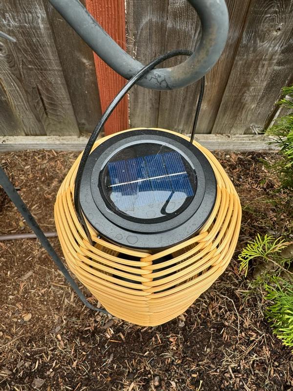 TECHKO Outdoor Solar Rattan-Style Medium LED Lantern with Handle in the ...