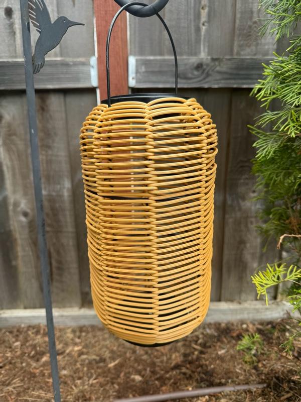 TECHKO Outdoor Solar Rattan-Style Medium LED Lantern with Handle in the ...