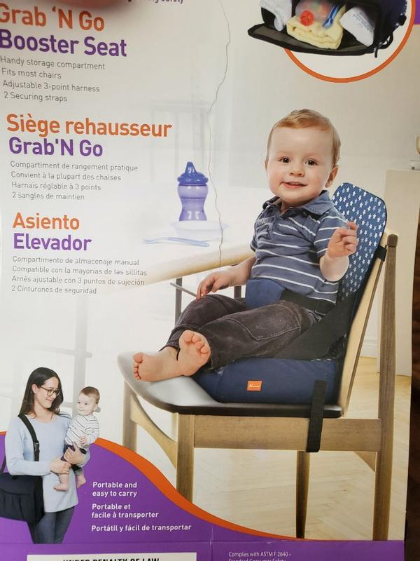 Dreambaby Asiento elevador de viaje Grab 'n Go con compartimento de  almacenamiento, respaldo alto para mayor comodidad