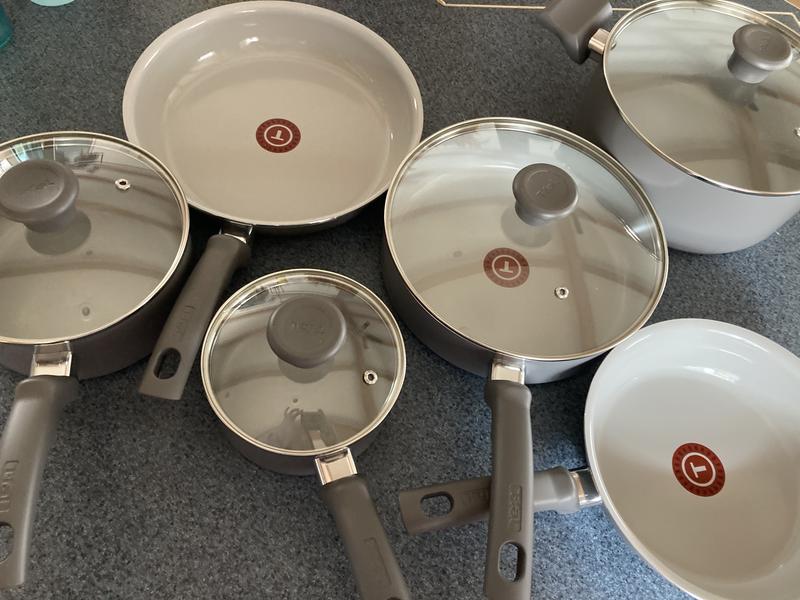 T-fal Fresh Ceramic Nonstick Cookware Set, Recycled Aluminum, 14