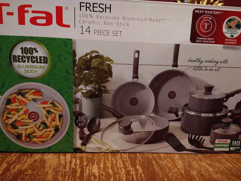  T-fal Recycled Ceramic Nonstick Cookware Set 12 Piece