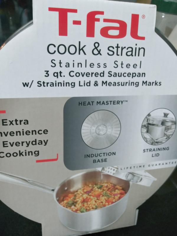 T-fal Cook & Strain Stainless Steel Saucepan, 3 qt - Kroger