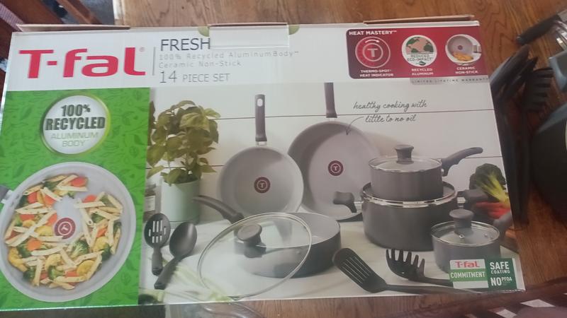  T-fal Recycled Ceramic Nonstick Cookware Set 12 Piece