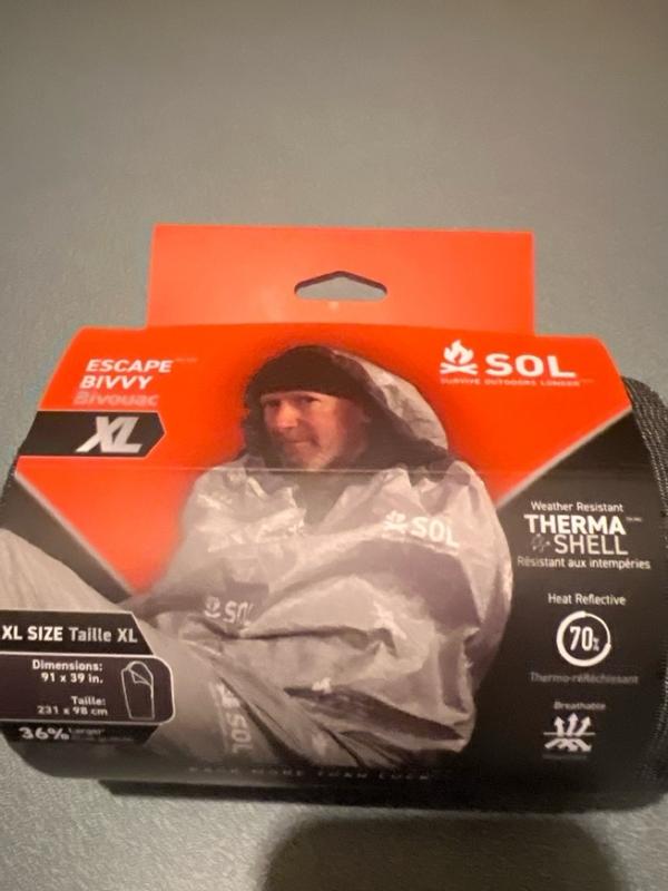 SOL Escape Bivvy XL With Hood - Emergency Survival Sleeping Bag, Water & Wind Resistant, Reflective