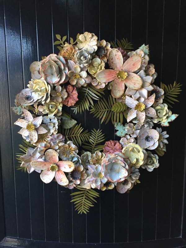 Flower + Leaf Aged Iron Wreath - Terrain