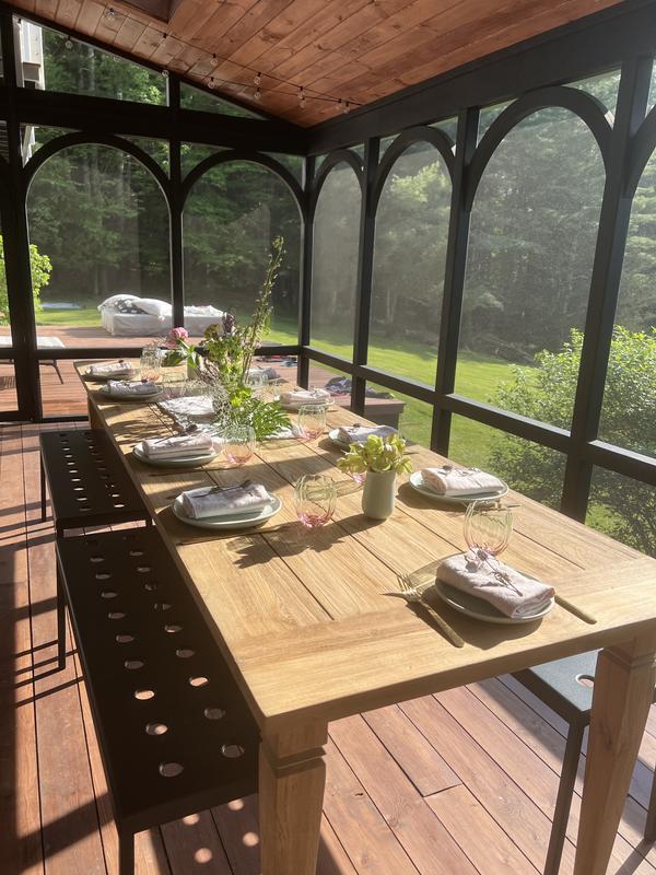 Teak dining table, years of abuse mineral spirits and steel