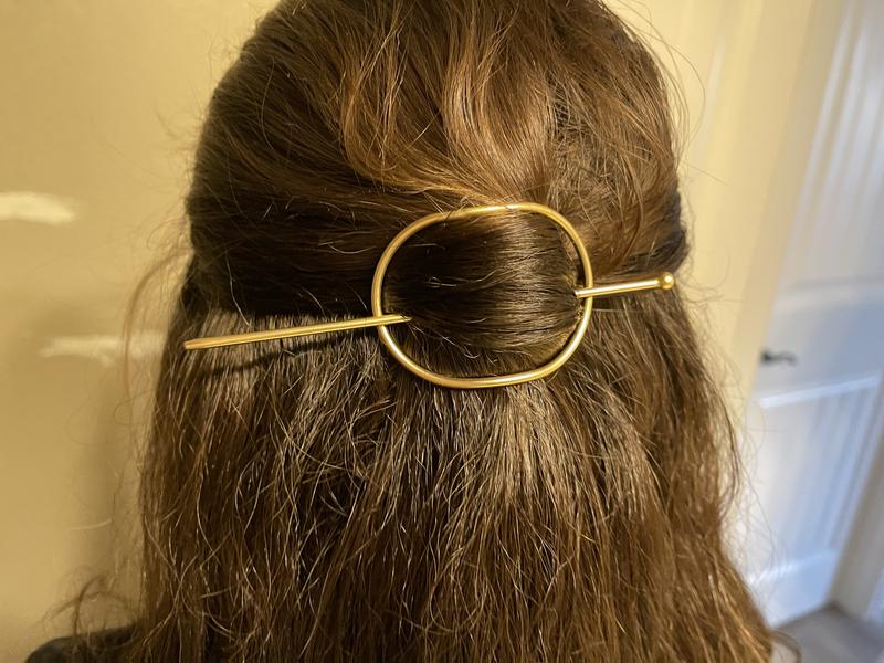 Gold Hair Clip With Hair Stick, Loop Hair Pin, Hair Slide Metal