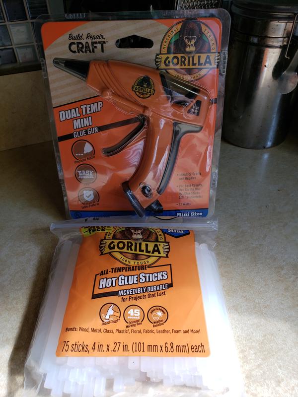 Gorilla Dual Temp Mini Hot Glue Gun Kit with 75 Hot Glue Sticks