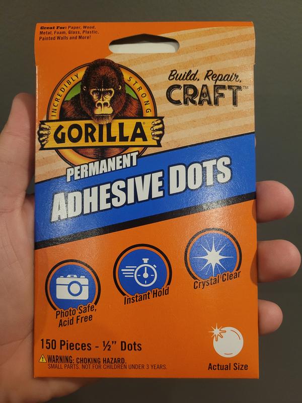 Gorilla Permanent Adhesive Dots, Double-Sided, 150 Pieces, 0.5 Diameter,  Clear, (Pack of 3) : : Office Products