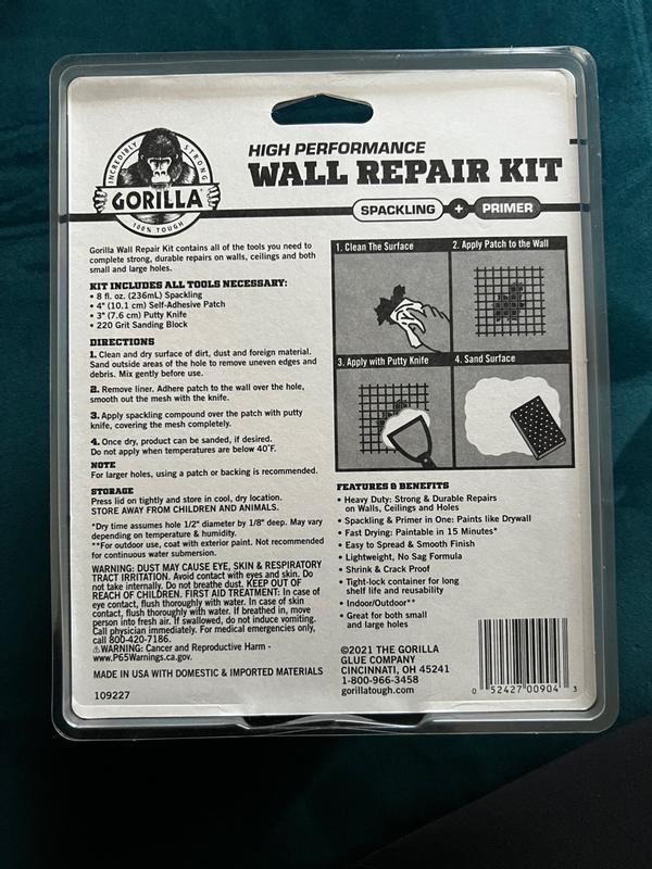 Gorilla Wall Repair 8-oz Interior/Exterior White Spackling Kit 103959 ...