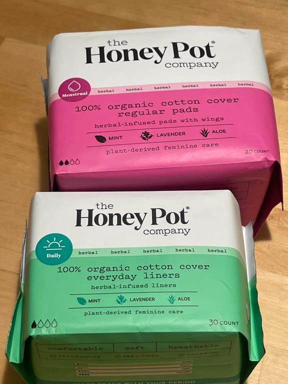 The Honey Pot Pads, Herbal-Infused, with Wings, 100% Organic Cotton Cover, Regular - 20 pads