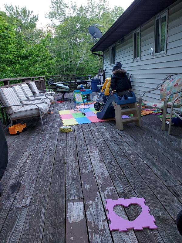 Having fun on his slide for hours