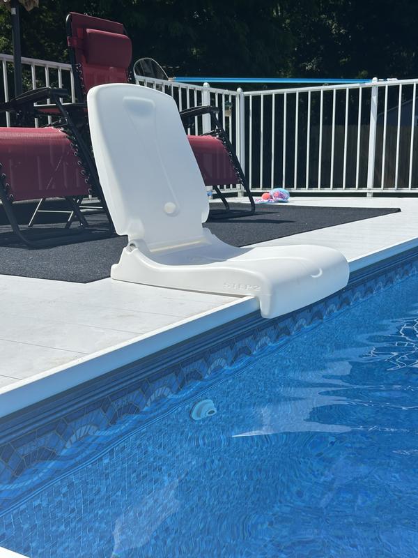 On ledge of our pool.