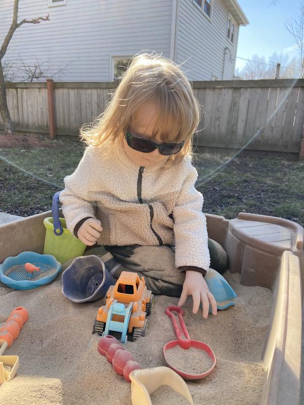 My grandson loves his sandbox