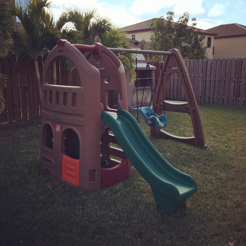 Step 2 playset with slide and clearance swing