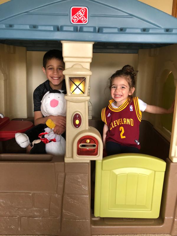 My son and daughter playing in the house