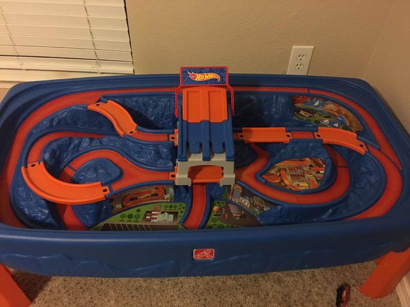 hot wheels car and track play table