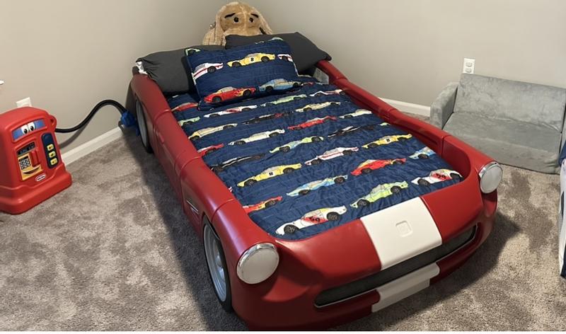 Step2 Stock Car Convertible Toddler to Twin Bed, Red and Blue