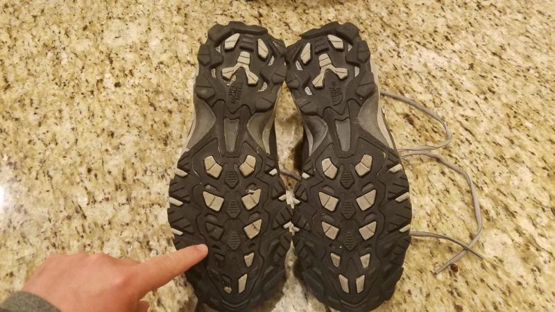 Customer photo for "Used once, outsole is falling apart"