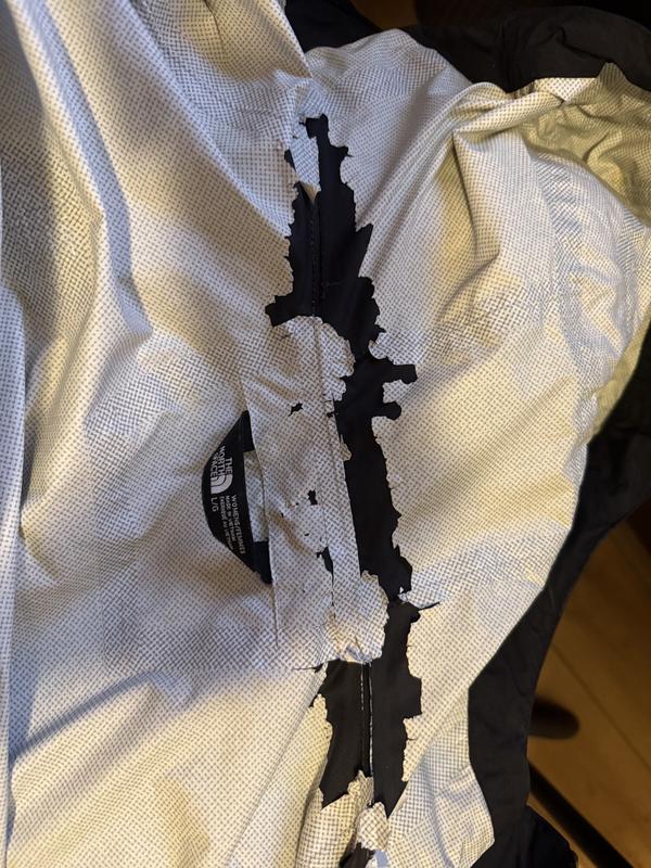 Customer photo for "lining falls apart and jacket not waterproof"